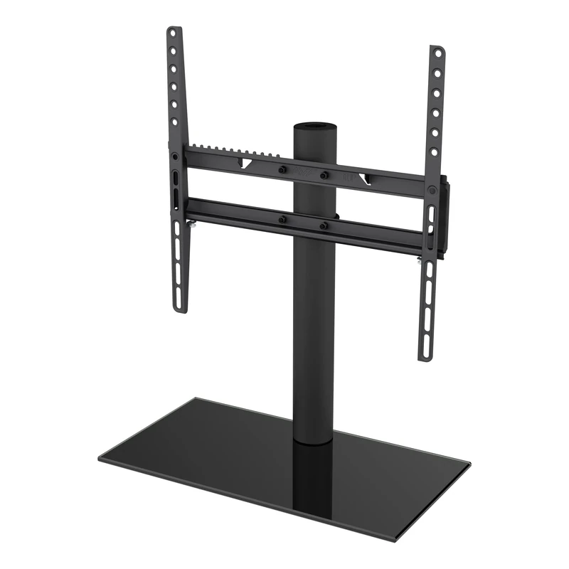 AVF Universal TV Base Stand – Swivel Tabletop Mount for TVs Up to 55” / 30kg – Black Glass Base – VESA Compatible – Ideal Replacement for Original TV Feet – Model B400BB