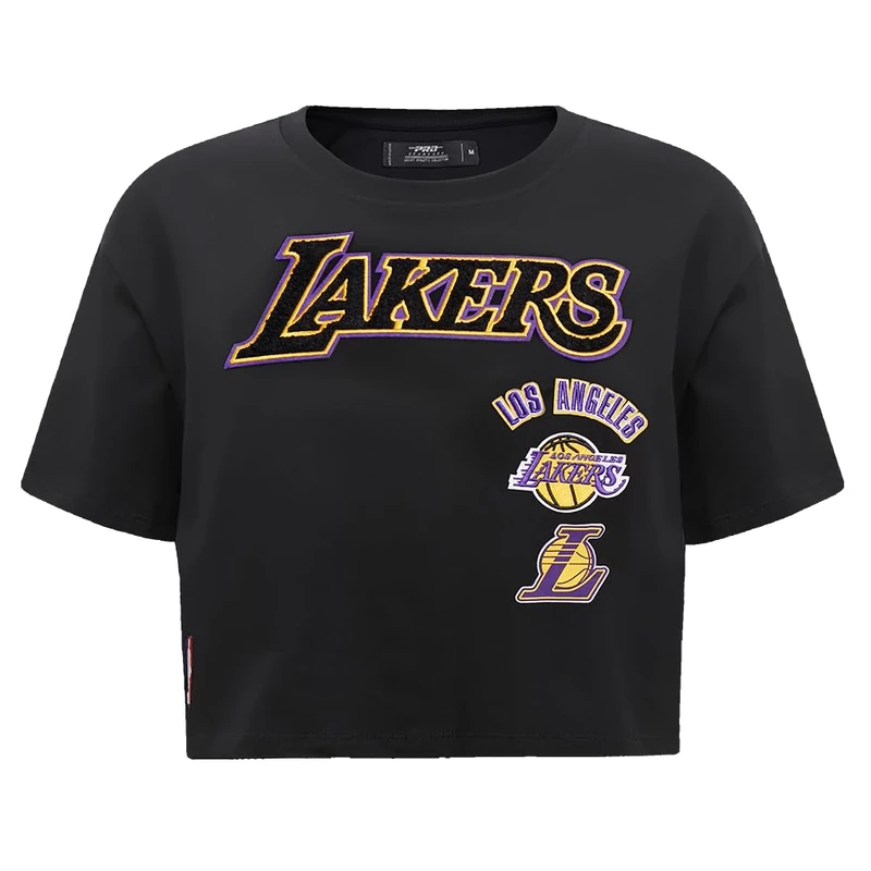 Pro Standard Womens NBA Los Angeles Lakers Retro Classics Short Sleeve Boxy Tee Black XL