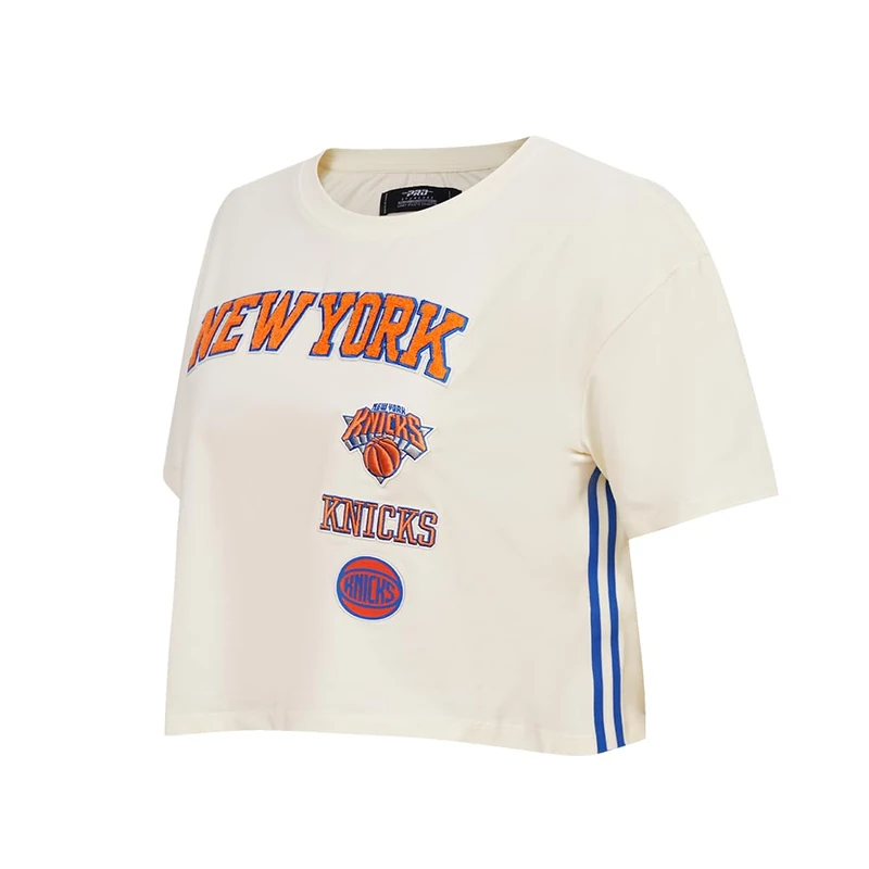 Pro Standard Womens NBA New York Knicks Retro Classics Short Sleeve Boxy Tee Eggshell 2XL
