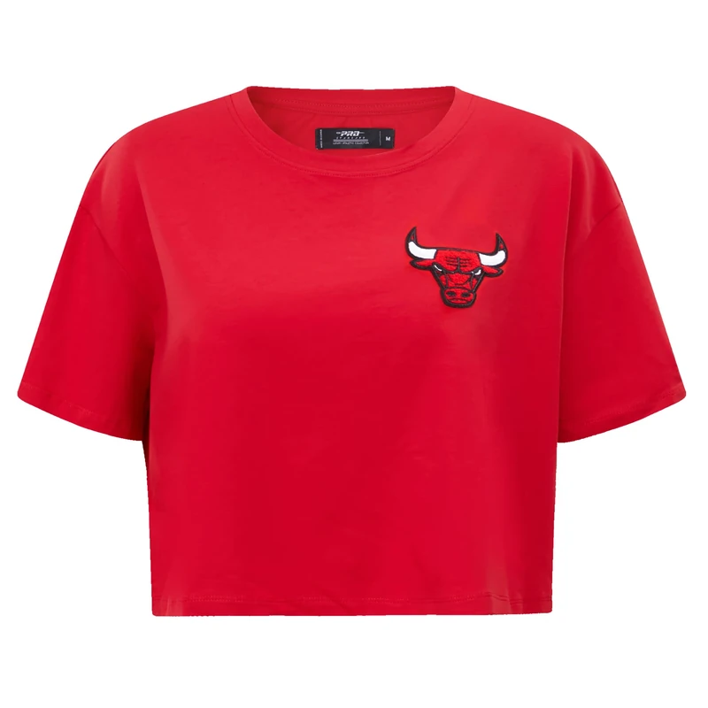 Pro Standard Womens NBA Chicago Bulls Classic Chenille Short Sleeve Boxy Tee Red L