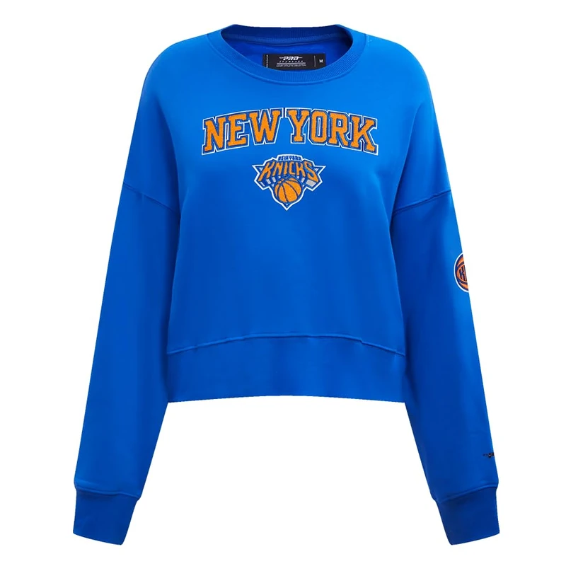Pro Standard Womens NBA New York Knicks Classic Chenille Crewneck Sweatshirt Royal Blue 2XL