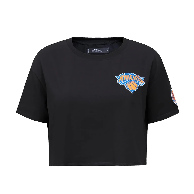 Pro Standard Womens NBA New York Knicks Classic Chenille Short Sleeve Boxy Tee Black S - Image 1