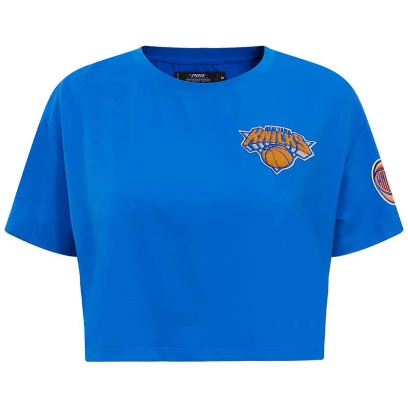 Pro Standard Womens NBA New York Knicks Classic Chenille Short Sleeve Boxy Tee Royal Blue XL - Image 1