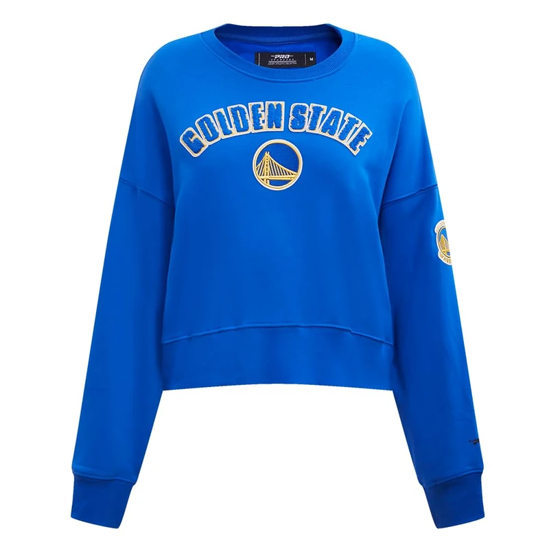 Pro Standard Womens NBA Golden State Warriors Classic Chenille Crewneck Sweatshirt Royal Blue M - Image 1