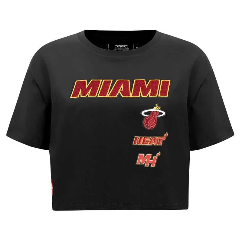 Pro Standard Womens NBA Miami Heat Retro Classics Short Sleeve Boxy Tee Black L