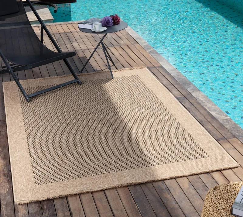 Livabliss Cairns Indoor Outdoor Rug - Large Boho Rugs for Living Room 200x275 cm Dining, Kitchen Carpet, Patterned Neutral & Coloured Rugs, Waterproof, Stain Durable - Beige and Black