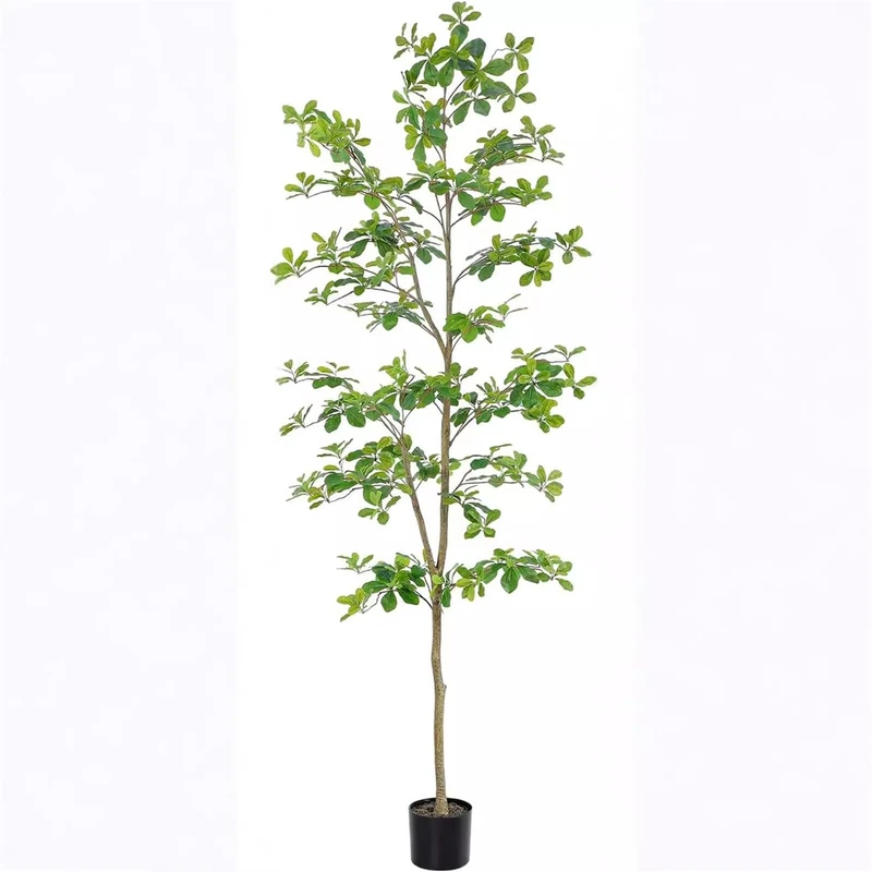 Zstar 210 cm Artificial Schefflera Tree, Large Artificial Trees with Tofp for Indoor Decoration, Large Artificial Plants Schefflera Tree with Natural Trunk, Realistic Leaves for Home, Office, Balcony