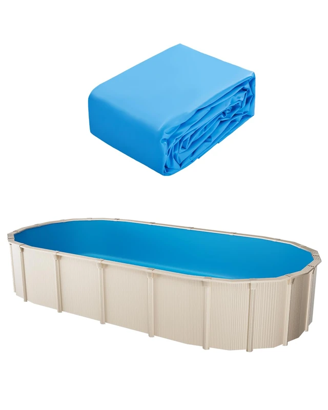 VEVOR Oval Pool Liner, 24 x 12.3 ft, Swimming Pool Liner, Standard Gauge, Durable Vinyl Pool Liner, Overlap Style, Pool Liner Replacement for 52in Wall Height Above Ground Swimming Pool, Solid Color