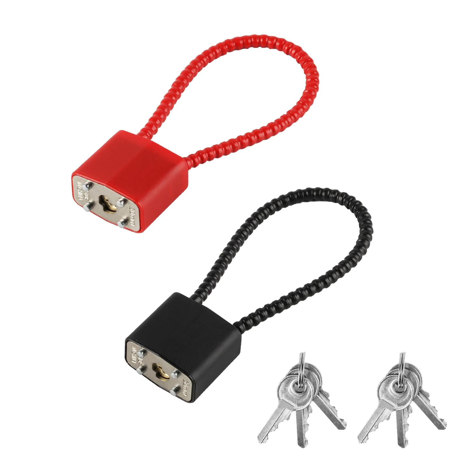 2 Pcs Steel Rope Padlocks with Keys and Heavy Duty Long Shackle Padlocks, Flexible Cable Padlock for Outdoor Indoor Wheelie Bin Bicycle Suitcase Gate Gym Locker Wire