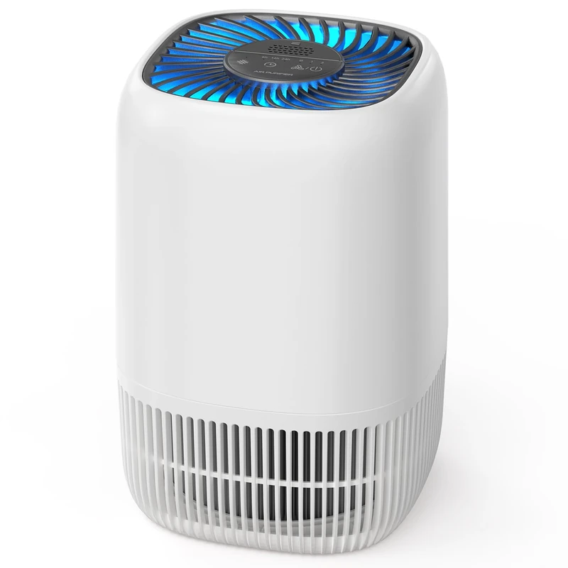 AROEVE Air Purifier for Bedroom with H13 HEPA 3-stage Filter, 5W Energy Consumption, Quiet 22db with Aroma, Tackles Pollen, Smoke, Pet Fur, VOCs, White