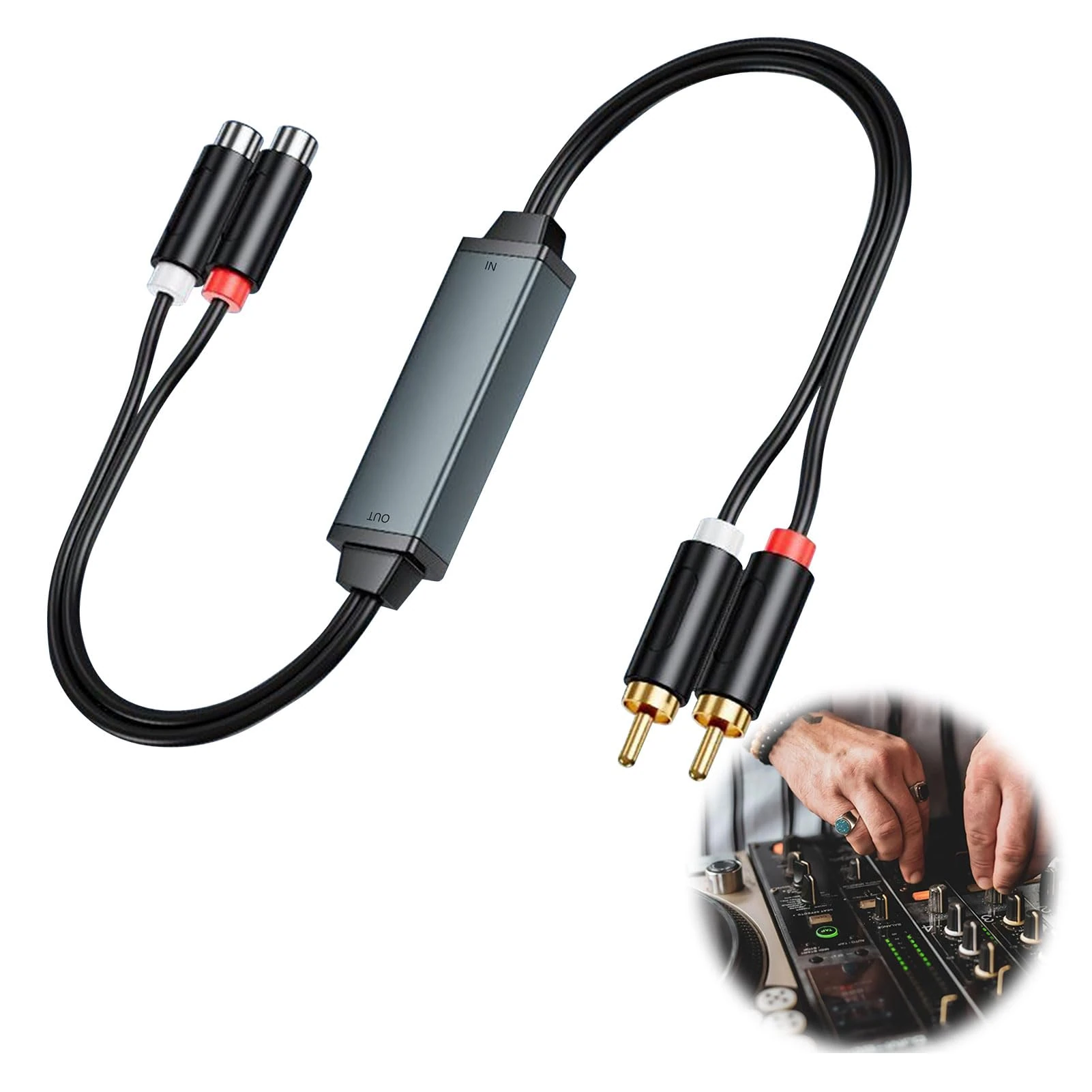 RCA Noise Isolator - Ground Loop Noise Isolator and RCA Audio Hum Eliminator for Car Audio Systems, Home Stereo, Amplifiers, and Speakers - Eliminates Hum and Buzz from Ground Loops
