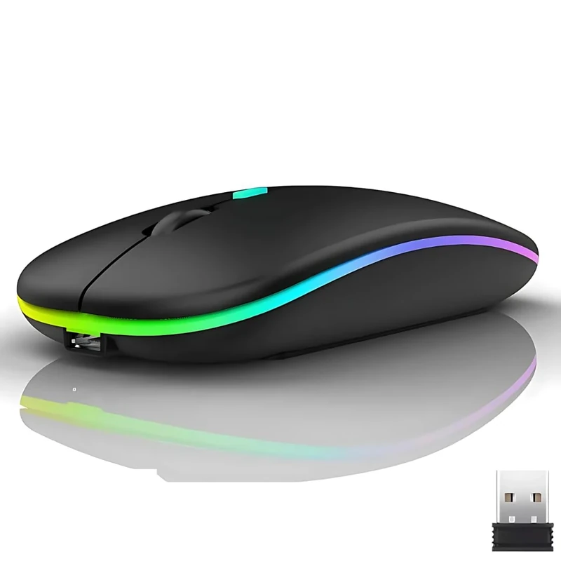 Wireless Mouse for Laptop – Slim Rechargeable Mouse, 2.4GHz Silent mouse with USB Receiver, Silent Click, 800-1600 DPI, Portable Cordless mouse for Windows, laptop, PC, Home & Office