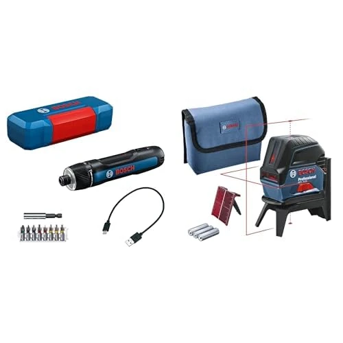 Bosch Professional GO 3 Cordless Screwdriver & Bosch Professional Cross Line Laser GCL 2-15