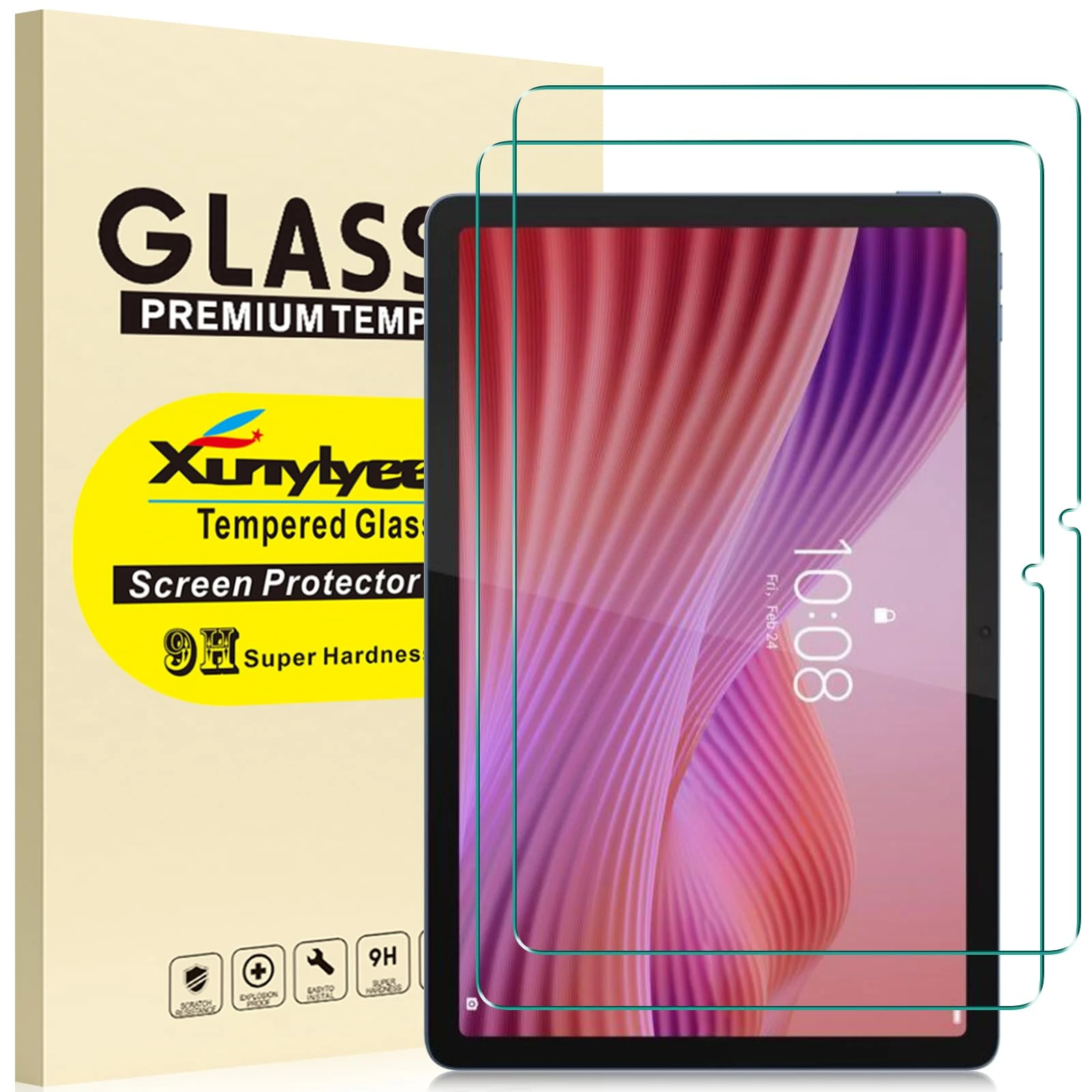 XunyLyee 2 Pack, Screen Protector for Lenovo Tab 10.1 inch 2025 TB-311FU Tempered Glass Film [232 * 151mm/ 9.13 * 5.95 inch]