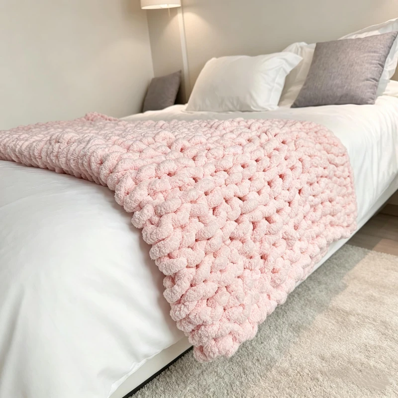 Soft Chunky Knit Throw Blanket for Couch, Cozy Warm Knitted Blankets