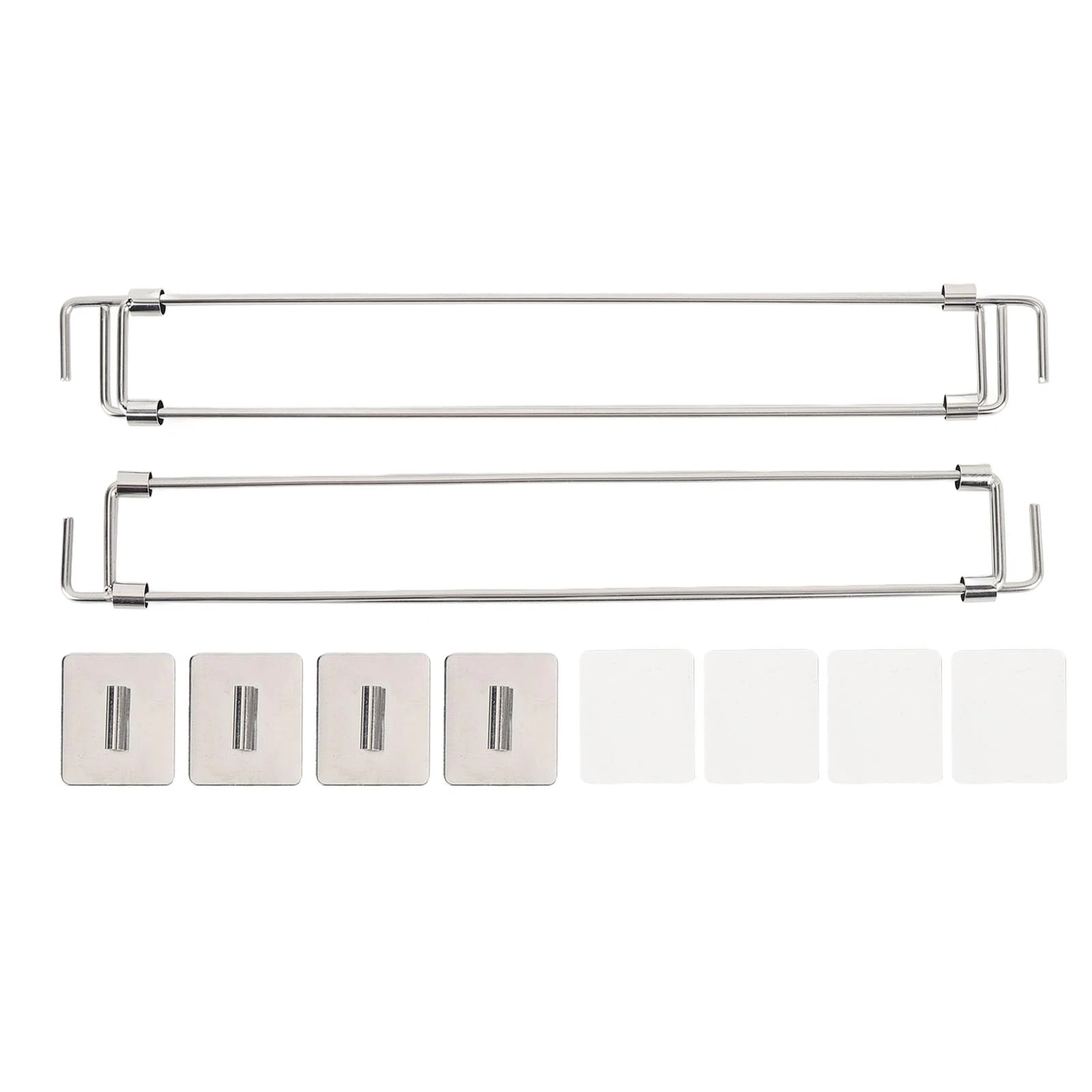 SEAFRONT Adjustable RV Fridge Bars, Secure Shelf Stabalizer Tension Rods, 304 Stainless Steel Refrigerator Rods for Campers Closets Cabinets Bookshelves with Adhesive Plates