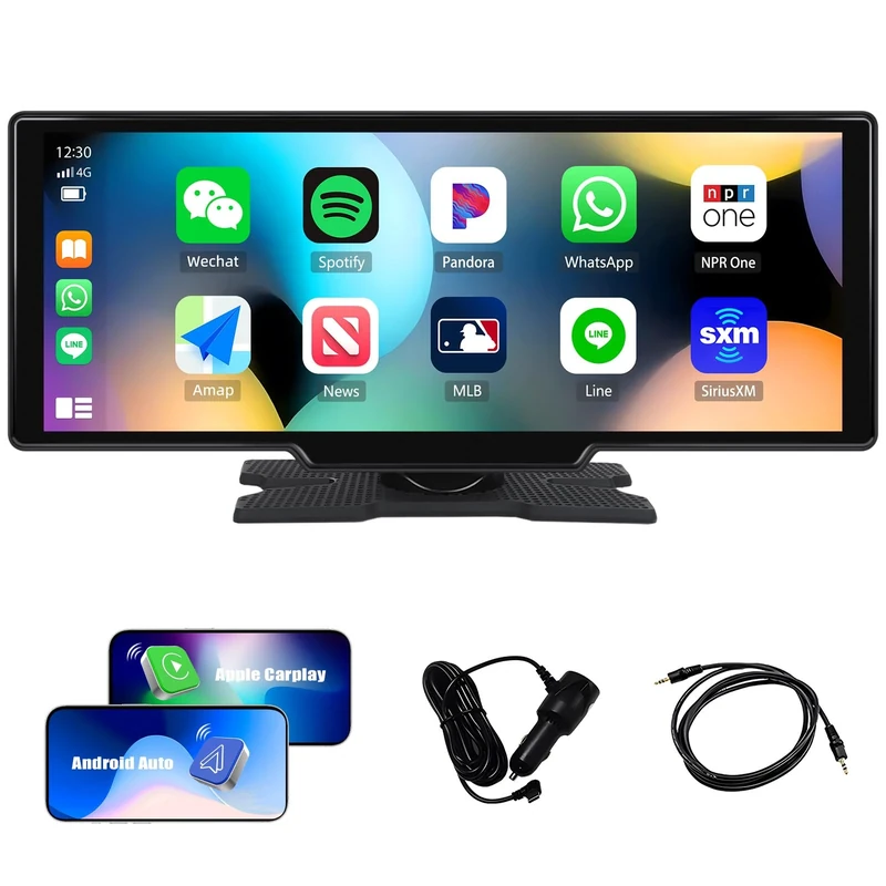 CAMECHO 10.26" Portable Car Stereo with Wireless CarPlay & Android Auto, Car Play Screen for Car, Touchscreen Car Audio Receivers, Super Link, Voice Control, Bluetooth, Airplay, FM, AUX