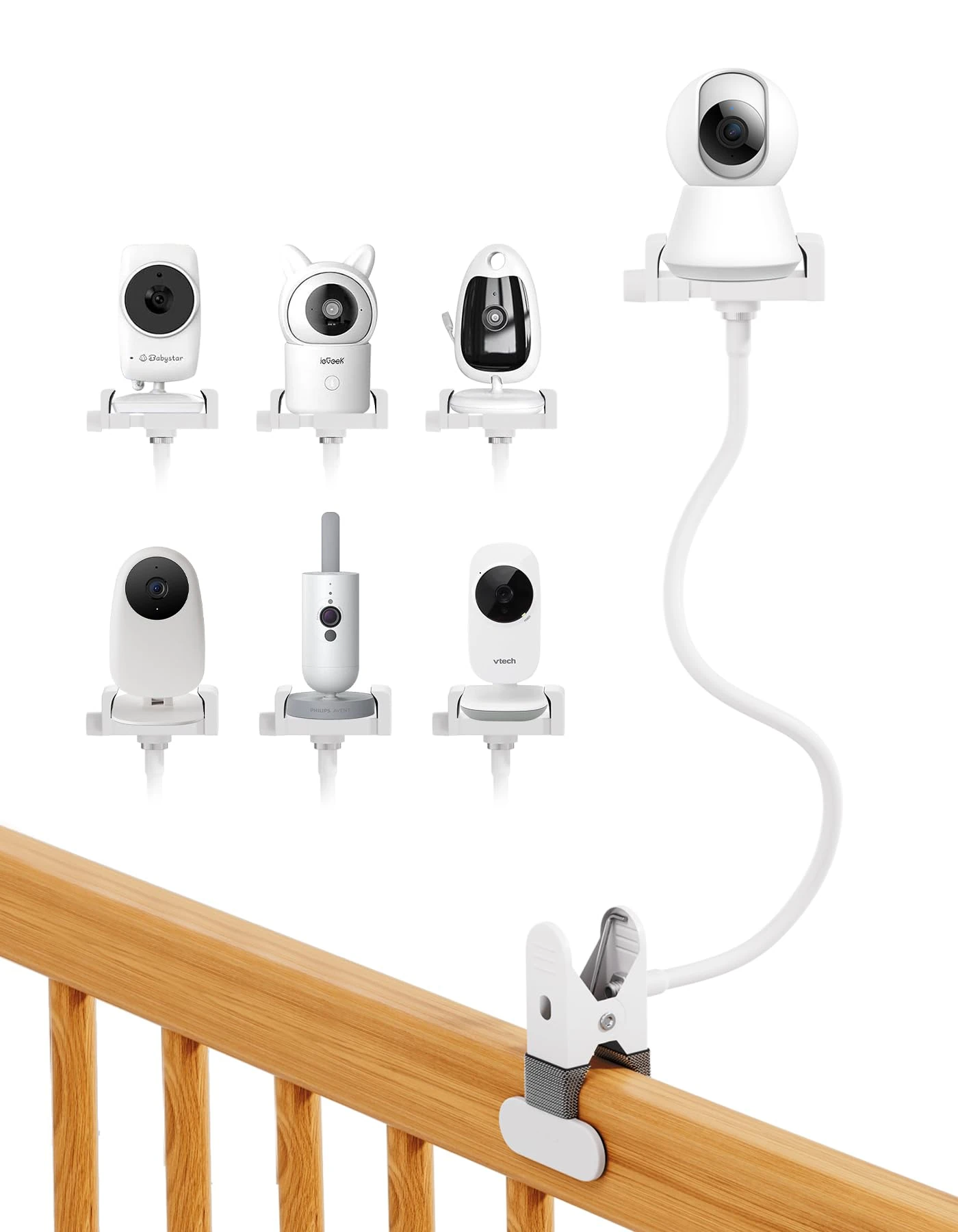 Universal Holder Compatible with Baby Monitor, Camera Mount Compatible with Baby Monitor, Babyphone Accessories Stand Compatible with Vtech/mom cozy/Boifun/Babystar/Philips Video, Mobile Phone Clip