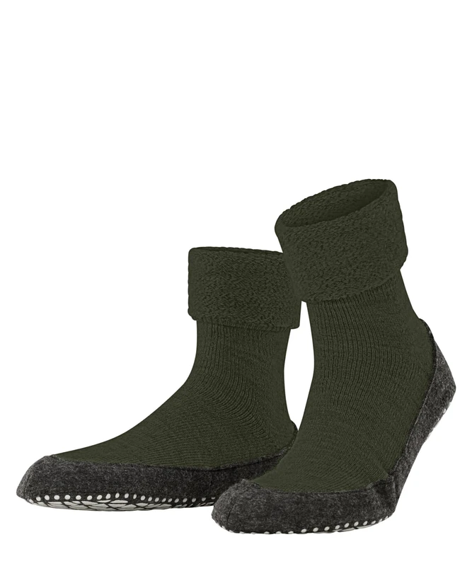 FALKE Cosyshoe M Hp Wool Grips On Sole 1 Pair Grip socks, Green Dark Moss 7617, 10/11 UK