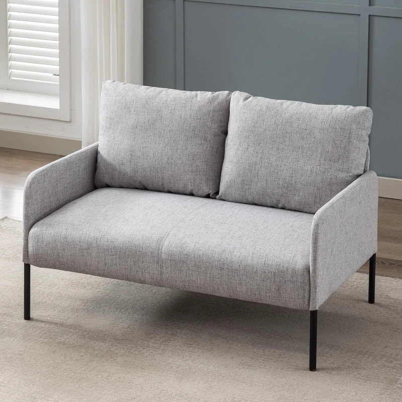 Ya-Home 2 Seater Sofa Modern Loveseat Sofa with Thick Cushion for Living Room Linen Sofa Couch for Apartment/Small Space, Gray