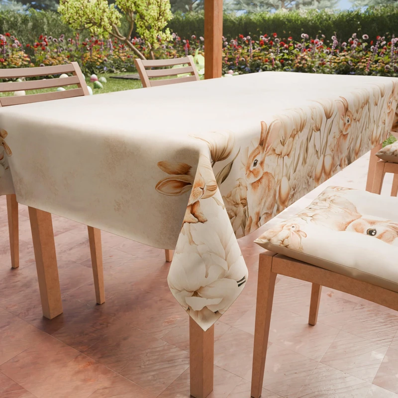 PETTI Artigiani Italiani - Stain Resistant Rectangular Easter Tablecloth Easter Kitchen Sweet Easter Design X18 Seater (140 x 360 cm) 100% Made in Italy