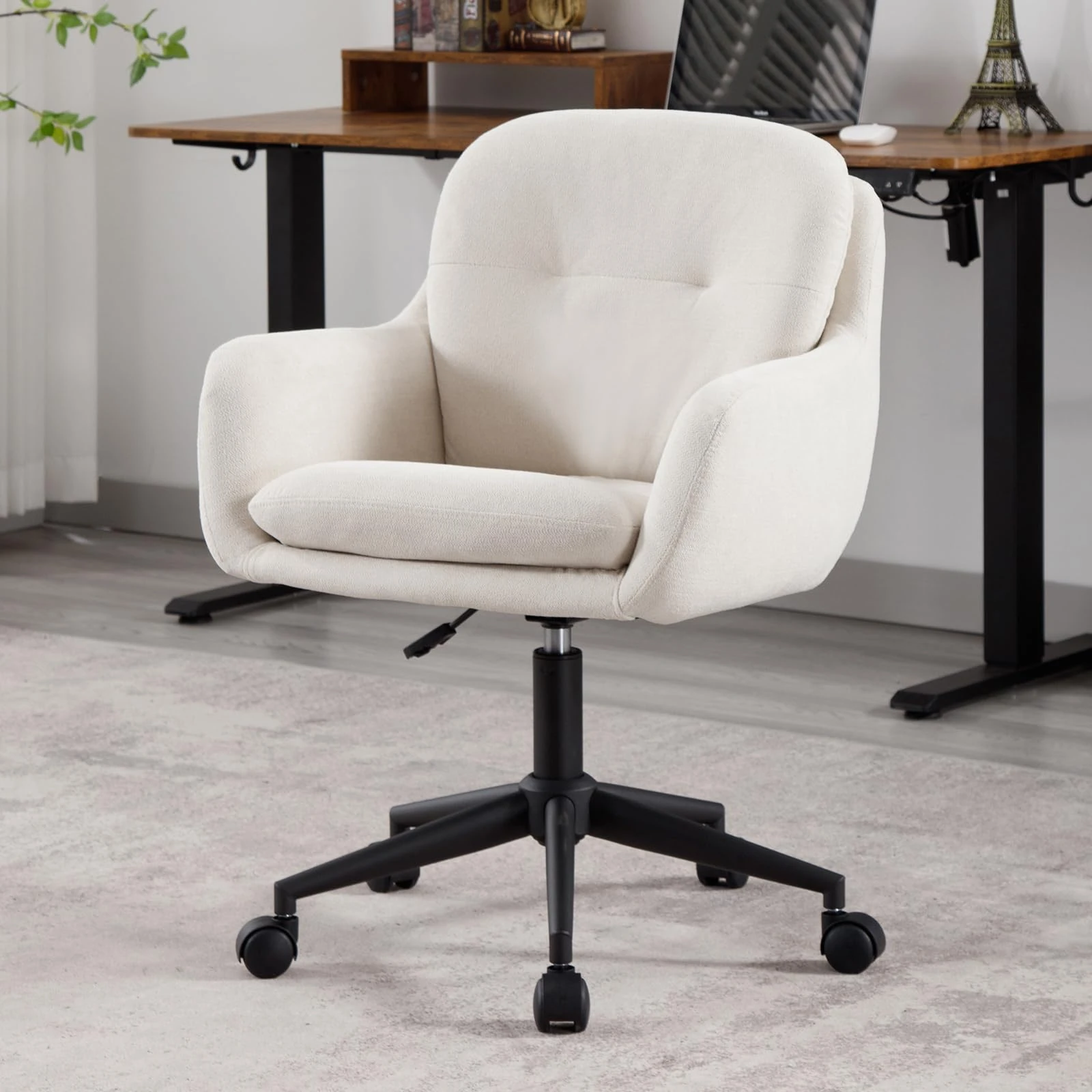 Ya-Home Home Office Chair Modern Comfortable Swivel Desk Chair with Height Adjustable for Home Office/Bedroom, Beige