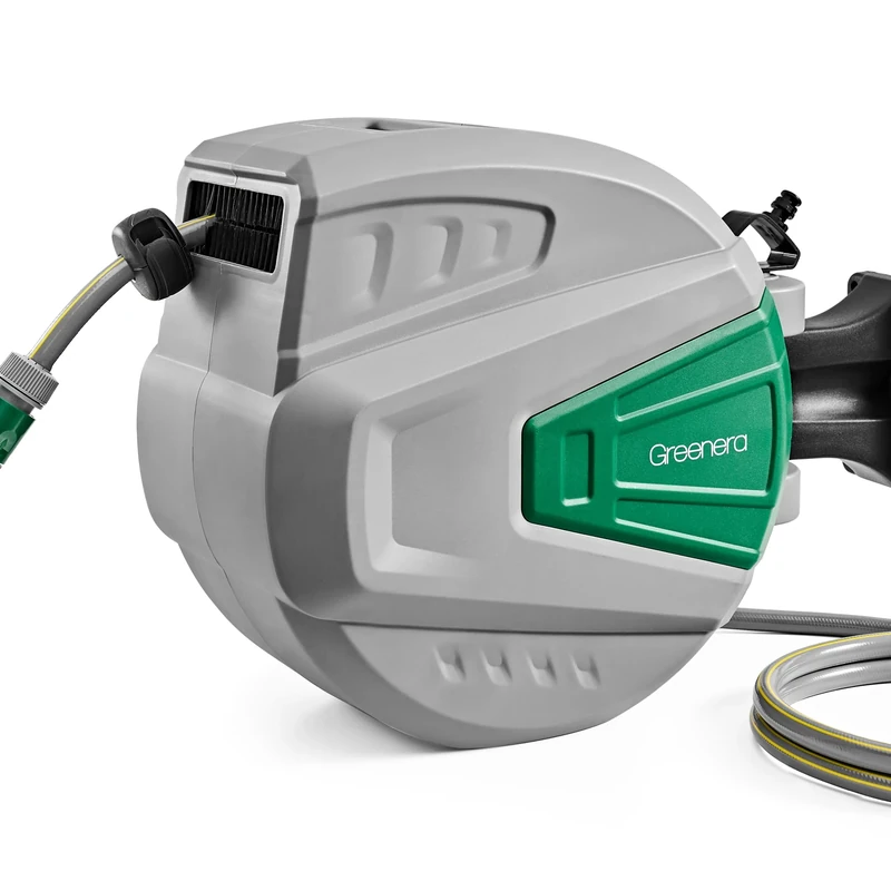 Wall Mounted Garden Hose Reel, 20+2m Retractable Hose Pipe, Auto Rewind System, Easy to Install, Any Length Lock,180°Swivel Bracket, Heavy Duty Water Hose Reel