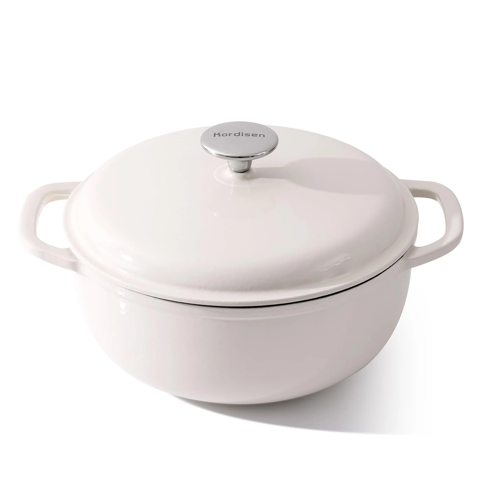 Kordisen 28cm/5.7L Enameled Cast Iron Dutch Oven Pot with Lid, Dutch Oven for Sourdough Bread Baking, Oven Safe up to 500° F, Heavy-Duty & Large, White