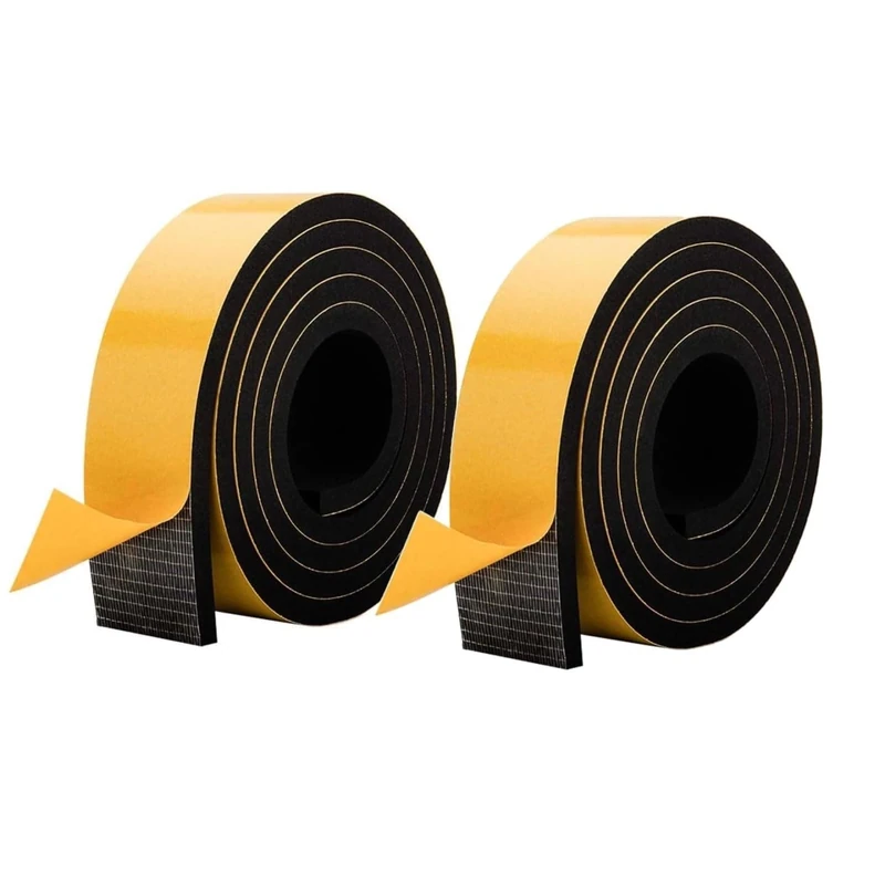 10M(5M*2 Rolls) Foam Rubber Tape Self Adhesive- 50mm Wide - 10mm Thick,High Density Neoprene Weather Strip,Gasket Seal,Anti-Vibration,Anti-Collision, Shockproof Insulation for Window Door Car