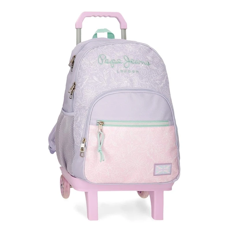 Pepe Jeans Renata Double Compartment Backpack with Portable Trolley 15.6 Inches Purple 32x44x22cm Polyester 25.81L by Joumma Bags, berry, One Size, Double Compartment Backpack with Trolley