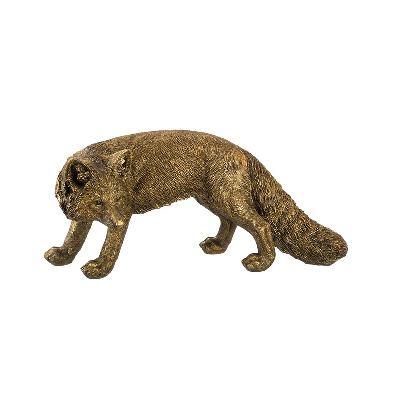 GILDE Fabian Resin Fox Figurine, Bronze, Width 49 cm, Decoration, Sculpture, Animal Figure, Home Accessory, Gift Idea, Collector's Item