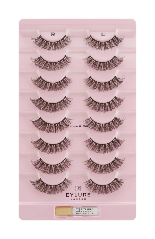 Eylure Lash Board Volume & Curl False Lashes (8 pairs false lashes/glue supplied)