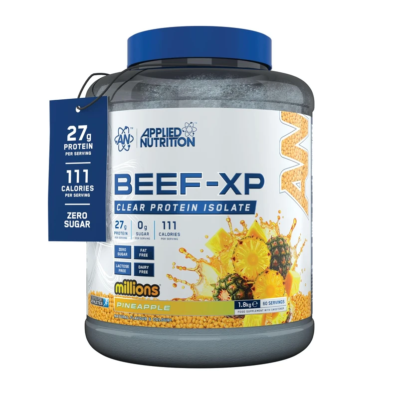 Applied Nutrition Clear Hydrolysed Beef Protein Isolate Powder, Fruit Juice Style, Dairy Free, Lactose Free, Zero Sugar, Low Fat, 1.8kg - 60 Servings (Pineapple Millions)