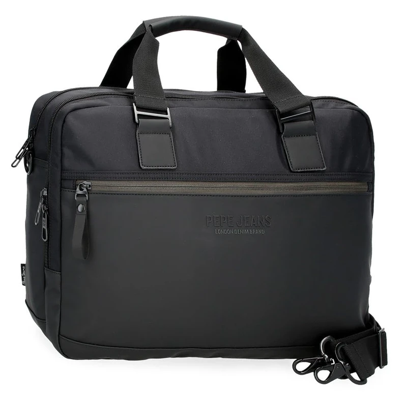 Pepe Jeans Sail up Carteron for Laptop Notebook 15.6 Inch Black 40x30x11cm Polyester and PU by Joumma Bags, Black/White, One Size, Carteron for Laptop