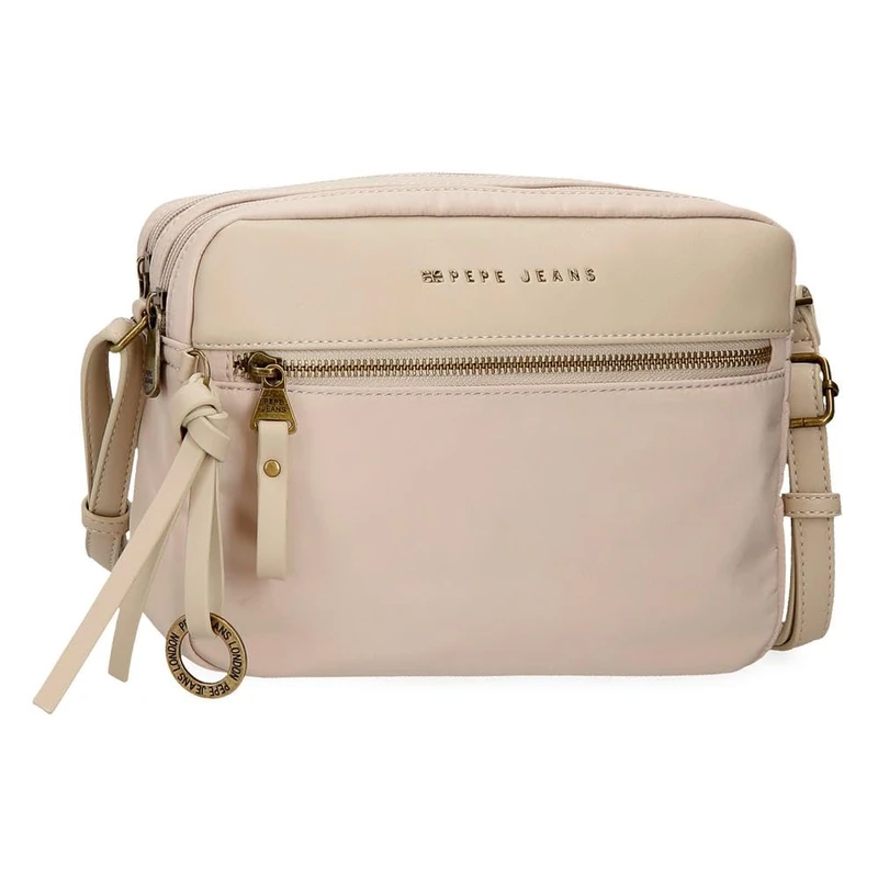 Pepe Jeans Morgan Shoulder Bag Two Compartments Beige 24x16x9cm Polyester with Faux Leather Details by Joumma Bags, Beige, One Size, Two Compartment Shoulder Bag
