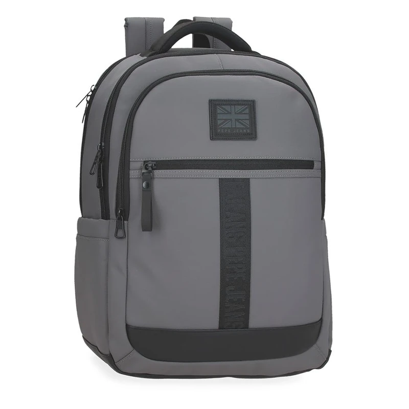 Pepe Jeans Hoxton Laptop Backpack 15.6 Inch Grey 31x44x15cm Polyester and PU 20.46L by Joumma Bags, grey, One Size, Laptop Backpack