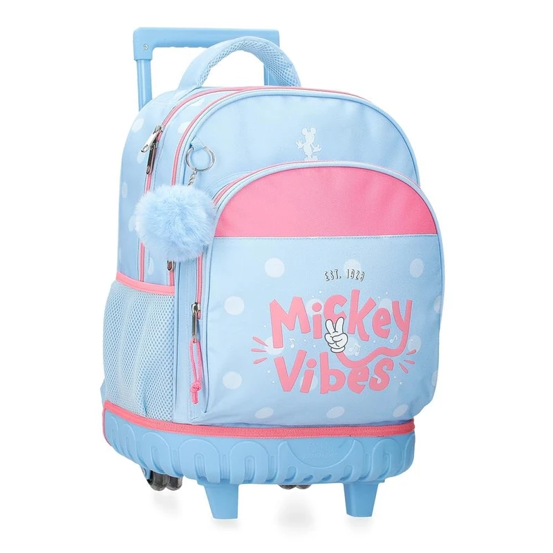 Joumma Disney Mickey Vibes Backpack Compact 2-Wheels Blue 33x44x21cm Polyester 30.24L, Blue, One Size, Compact Backpack 2 Wheels