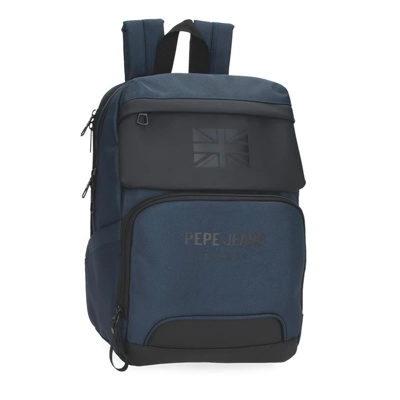 Pepe Jeans Bromley Laptop Backpack 13.3 Inch Blue 25x37x12cm Polyester 9L by Joumma Bags, blue, One Size, Laptop Backpack