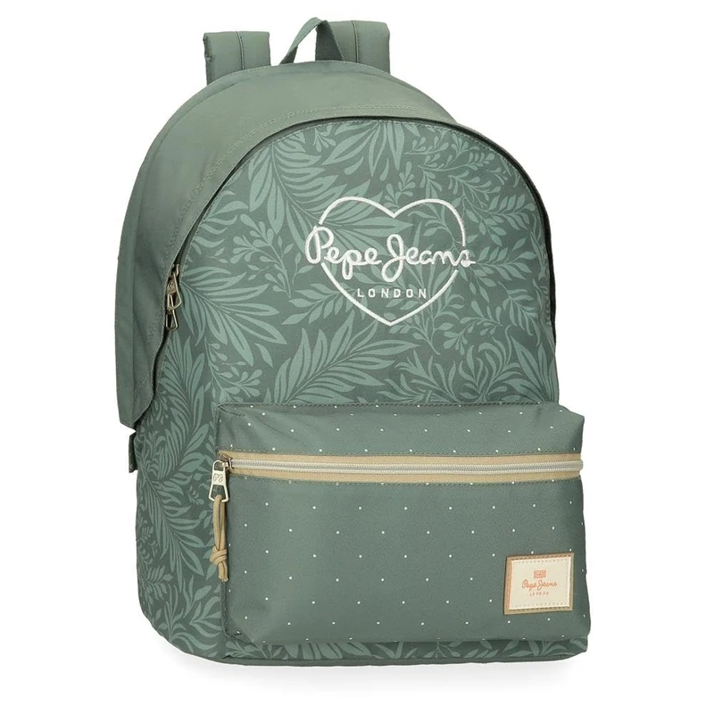 Pepe Jeans Coralie Laptop Backpack 15.6 Inch Green 31x44x15cm Polyester 20.46L by Joumma Bags, green, One Size, Laptop Backpack