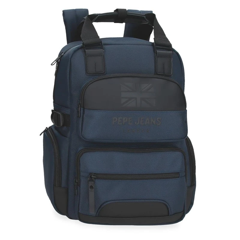 Pepe Jeans Bromley Laptop Backpack 15.6 Inch Blue 28x40x16cm Polyester 17.92L by Joumma Bags, blue, One Size, Laptop Backpack