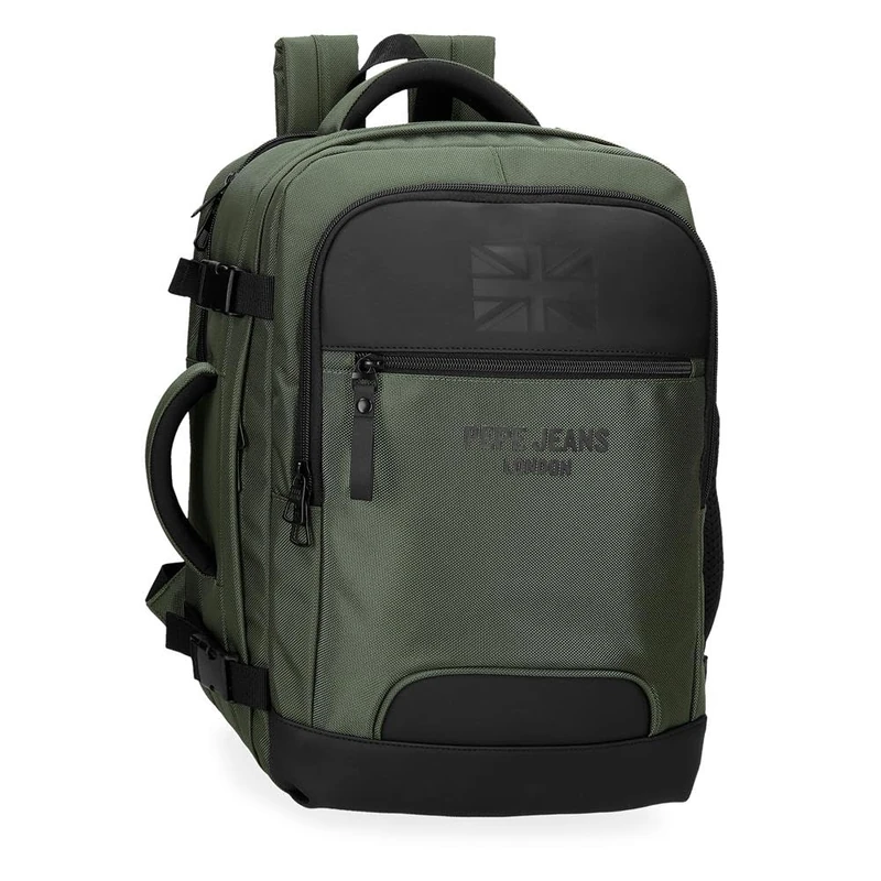 Pepe Jeans Bromley Cabin Backpack for Laptop Notebook 15.6 Inches Black 25x40x17cm Polyester 17L by Joumma Bags, Black/White, One Size, Laptop Cabin Backpack