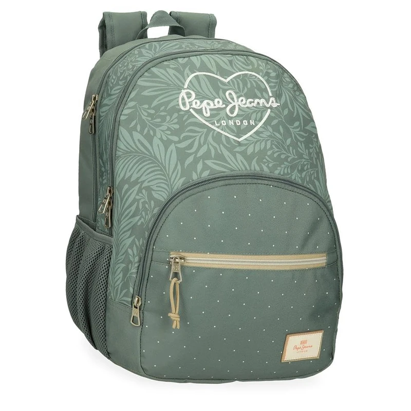 Pepe Jeans Coraile School Bag, Blue, Adjustable Straps for Comfortable Carrying, Various Compartments, Joumma Bags, green, One Size, Double Backpack