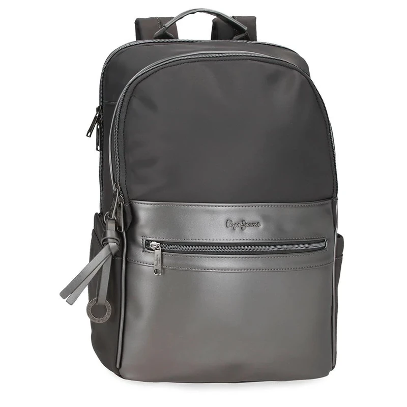 Pepe Jeans Ruby Laptop Backpack 15.6 Inch Grey 29x40x11cm Polyester and PU 15.6L by Joumma Bags, Grey, One Size, Laptop Backpack