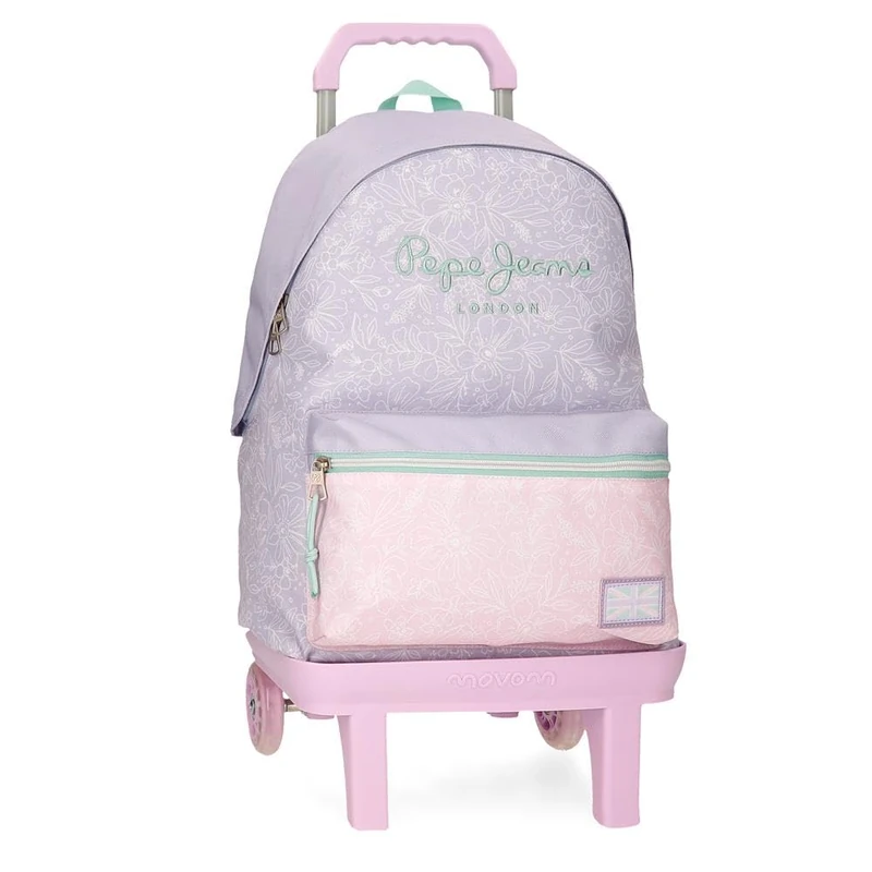 Pepe Jeans Renata School Backpack with Portable Trolley 15.6 Inches Purple 31x42x17.5cm Polyester 22.79L by Joumma Bags, berry, One Size, School Backpack with Trolley - Image 1