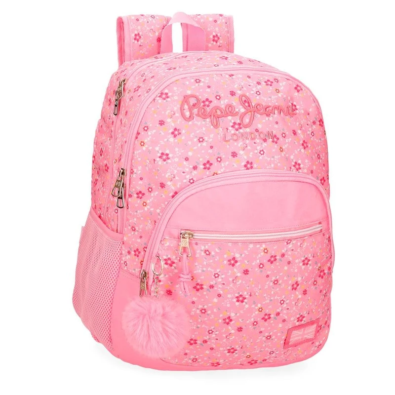 Pepe Jeans Alenka Pink Laptop School Backpack 15.6 Inch Pink 32x44x22cm Polyester 21.6L by Joumma Bags, pink, One Size, School Backpack
