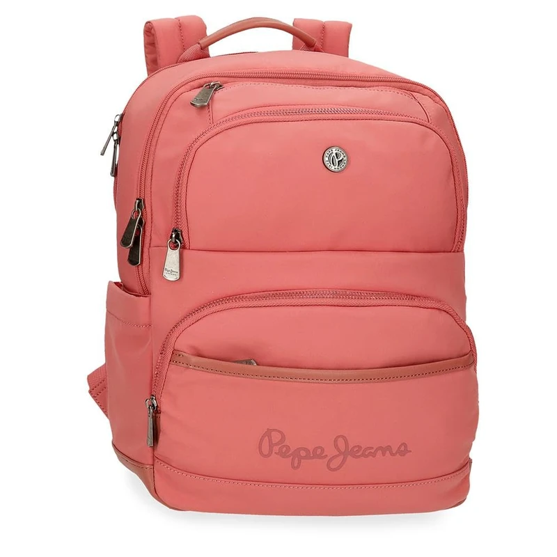 Pepe Jeans Corin 15.6 Inch Laptop Backpack Pink 29 x 40 x 14 cm Polyester and PU 18.48 L by Joumma Bags, Pink, One Size, Laptop Backpack, pink, Taglia unica, Laptop Backpack