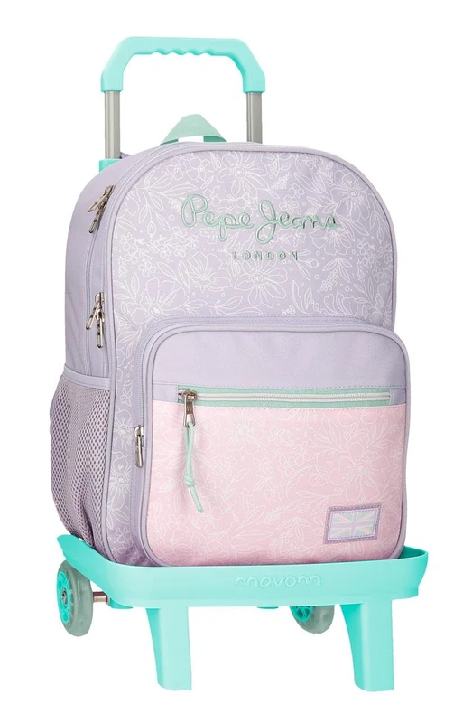 Pepe Jeans Renata School Backpack with Trolley Purple 30x40x12cm Polyester 14.4L by Joumma Bags, berry, One Size, School Backpack with Trolley