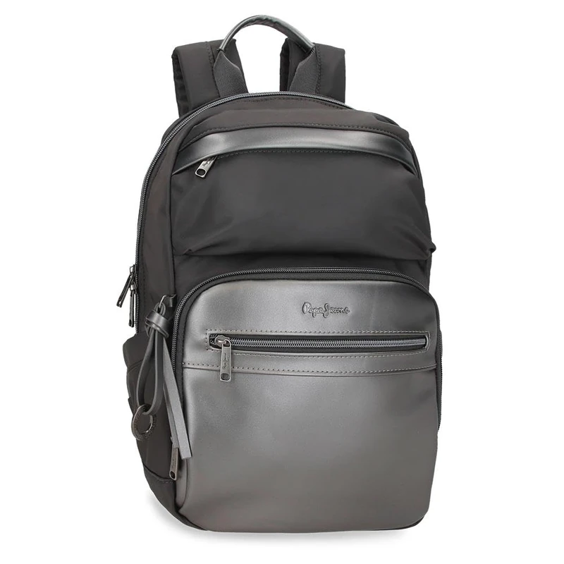 Pepe Jeans Ruby Laptop Backpack 13.3 Inch Grey 25x37x10cm Polyester and PU 9.25L by Joumma Bags, Grey, One Size, Laptop Backpack