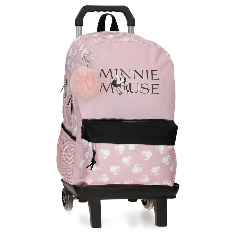 Disney Joumma Minnie Heads Backpack Double Compartment with Portable Trolley 15.6 Inches Pink 31 x 44 x 15 cm Polyester 24.68L, pink, One Size, Double Compartment Backpack with Trolley