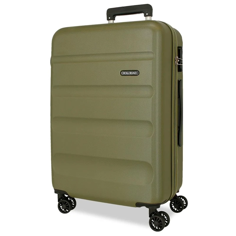Roll Road Flex Suitcase Medium Green 46x65x23cm Rigid 3.16kg Combination Lock Side ABS 3.17kg 56L, Green, One Size, Medium Suitcase